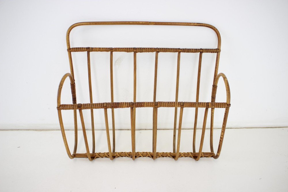 Wall Bamboo Magazine Holder, Former Czechoslovakia, 1970s