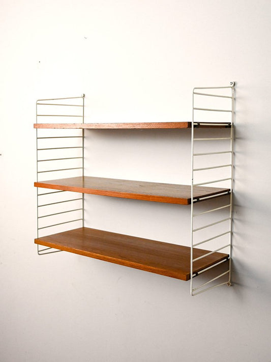 Wall Bookcase with Wooden Shelves, 1960s