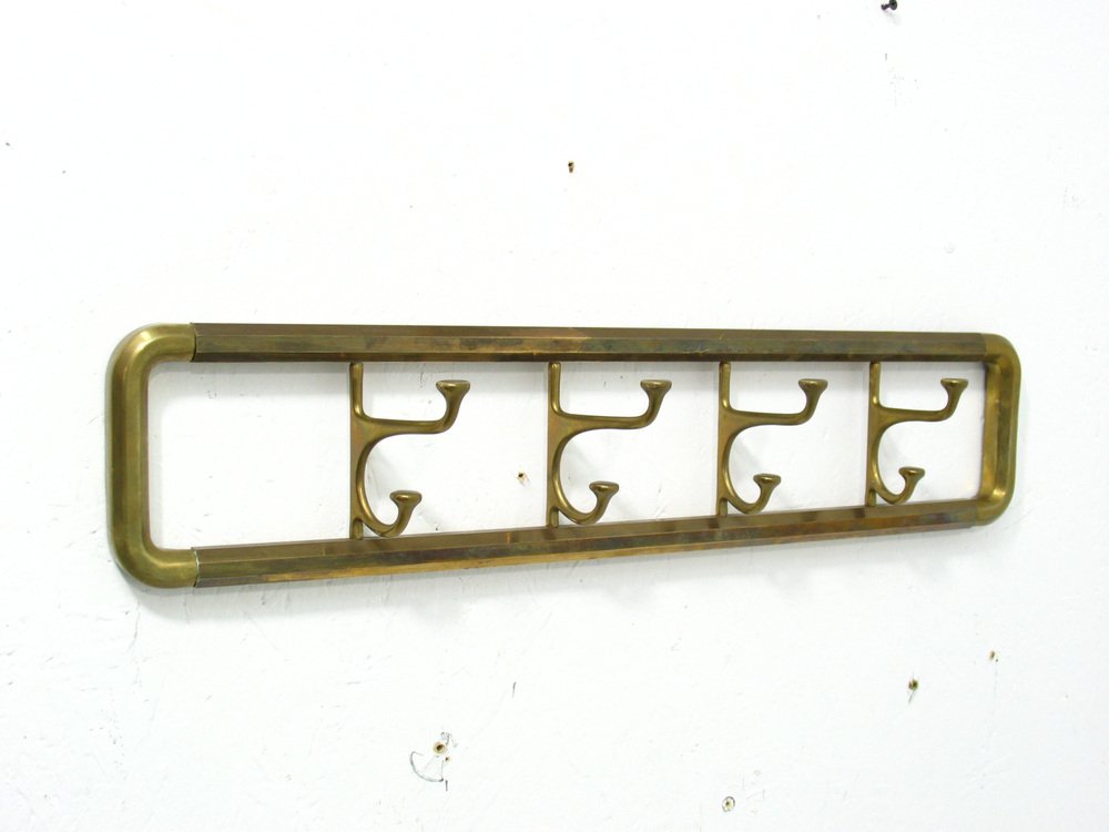 Wall Brass Coat Rack, 1970s