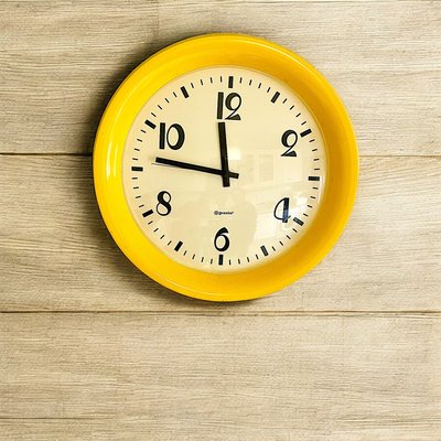 Wall Clock in Yellow from Guzzini, 1980s-SCS-2036824