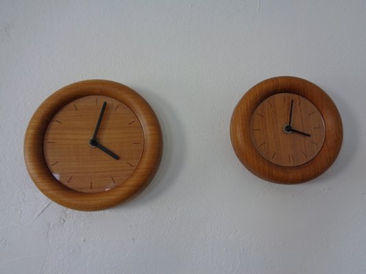 Wall Clocks in Solid Teak from Böckenhauer, Set of 2, 1970s-RDW-1330503