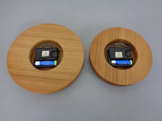 Wall Clocks in Solid Teak from Böckenhauer, Set of 2, 1970s-RDW-1330503