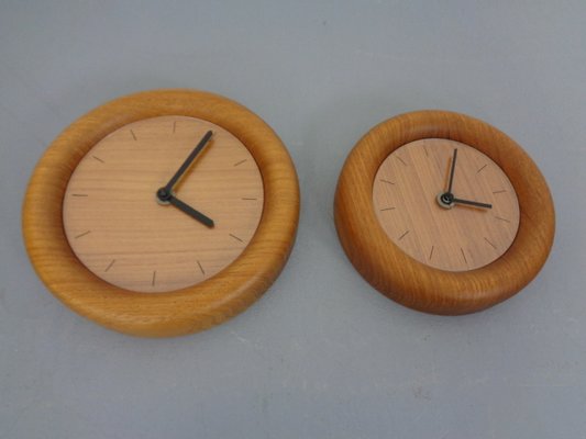 Wall Clocks in Solid Teak from Böckenhauer, Set of 2, 1970s-RDW-1330503