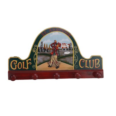 Wall Clothes Rack Hand Painted in Wood, St. Andrews Golf Club-TCS-1264450