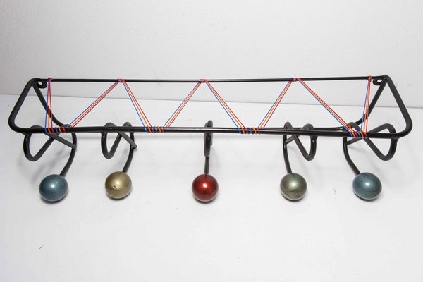 Wall Coat Rack with 5 Balls, 1960s-VQY-857194