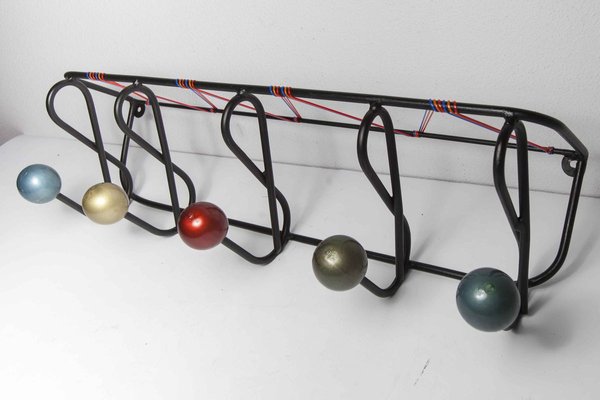 Wall Coat Rack with 5 Balls, 1960s-VQY-857194