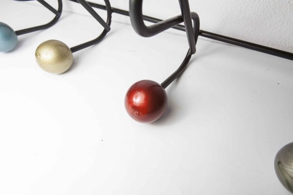 Wall Coat Rack with 5 Balls, 1960s-VQY-857194