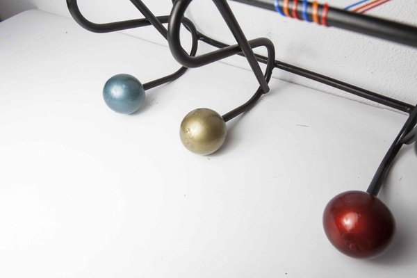 Wall Coat Rack with 5 Balls, 1960s-VQY-857194