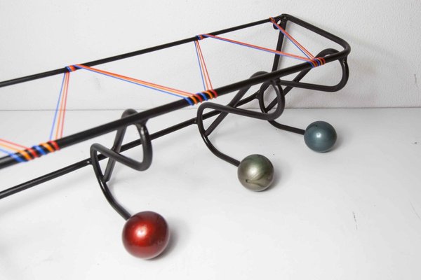 Wall Coat Rack with 5 Balls, 1960s-VQY-857194