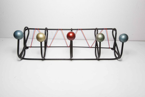 Wall Coat Rack with 5 Balls, 1960s-VQY-857194