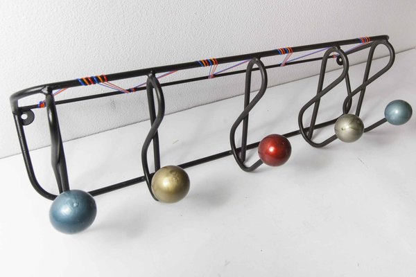 Wall Coat Rack with 5 Balls, 1960s-VQY-857194