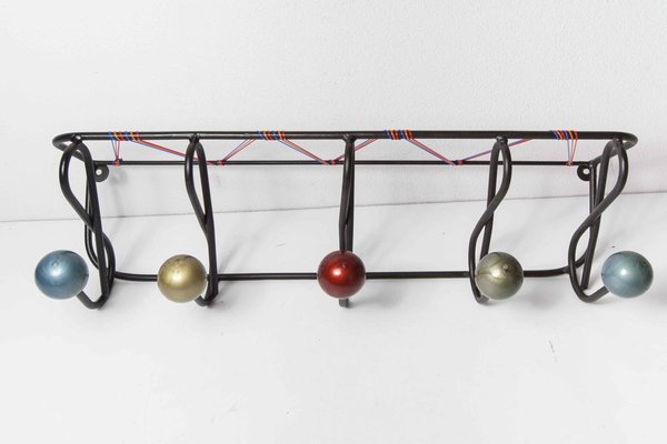 Wall Coat Rack with 5 Balls, 1960s-VQY-857194