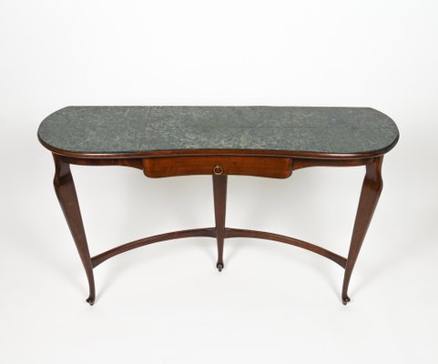 Wall Console Table in Brass and Green Marble by Guglielmo Ulrich, 1940s-LYQ-1722851