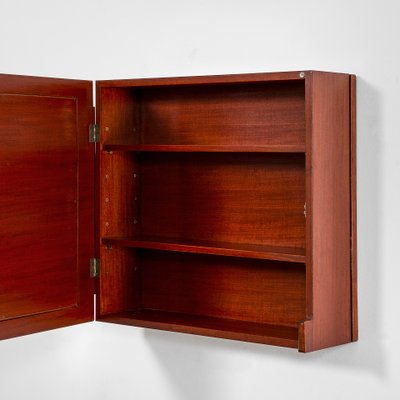 Wall Container Compartment with Wooden Structure and Circular Mirror attributed to Ico & Luisa Parisi, 1950s-FWM-1388541