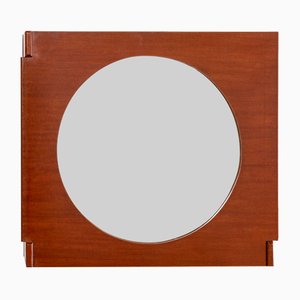 Wall Container Compartment with Wooden Structure and Circular Mirror attributed to Ico & Luisa Parisi, 1950s-FWM-1388541