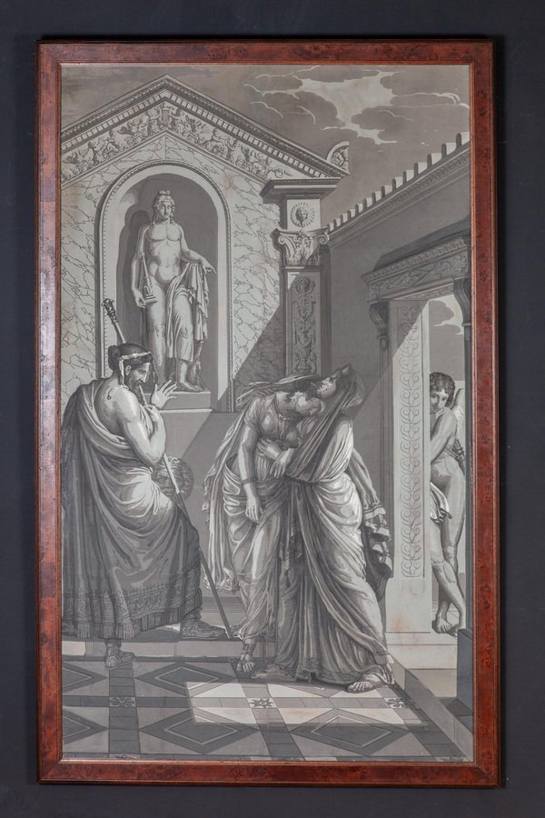 Wall Decoration en Grisaille by Dufour, Paris, France, 19th Century