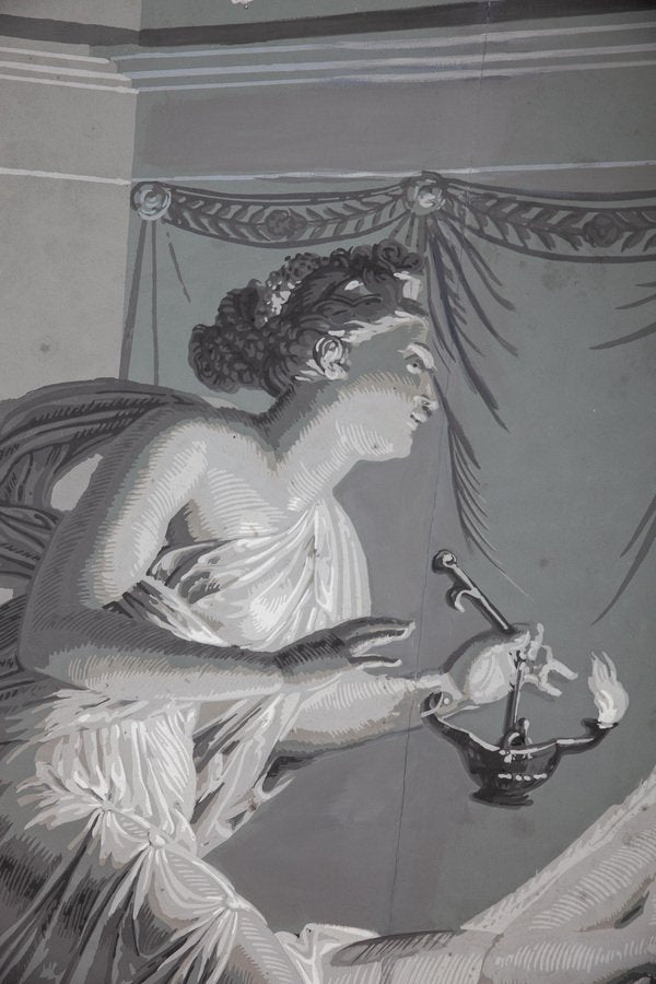 Wall Decoration en Grisaille by Dufour, Paris, France, 19th Century