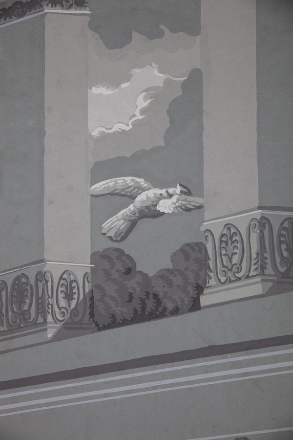 Wall Decoration en Grisaille by Dufour, Paris, France, 19th Century