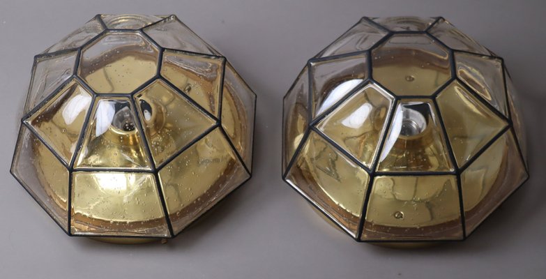 Wall Lamp Gold and Iron Flushmound from Limburger Glashütte, 1970s-ESB-1706768