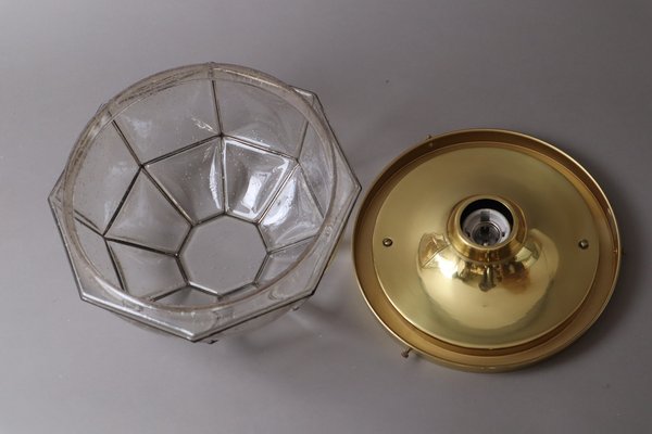 Wall Lamp Gold and Iron Flushmound from Limburger Glashütte, 1970s-ESB-1706768