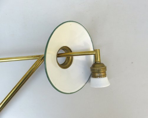 Wall Lamp in Brass & Green Enamel, 1920s-EY-1725671