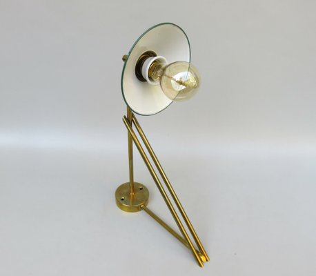 Wall Lamp in Brass & Green Enamel, 1920s-EY-1725671