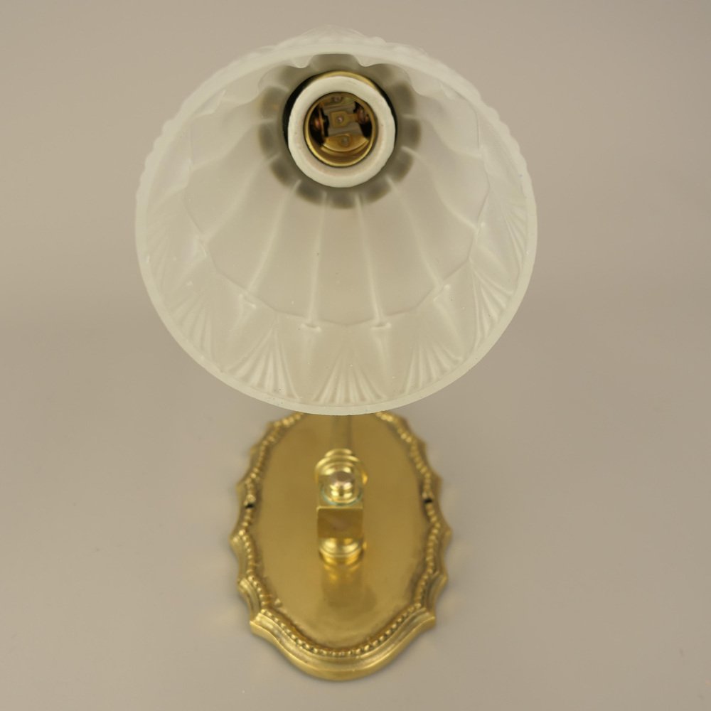 Wall Lamp in Brass with Satin Shade, France, 1919