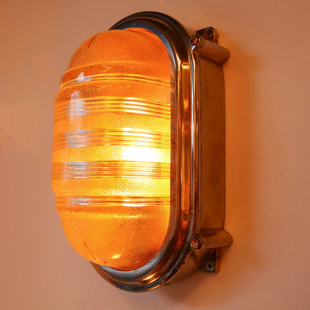 Wall Lamp in Polished Cast Aluminum and Worked Glass, 1950s