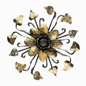 Wall Lamp in Wrought Iron with Floral Motif, 1950s-OSP-2020608