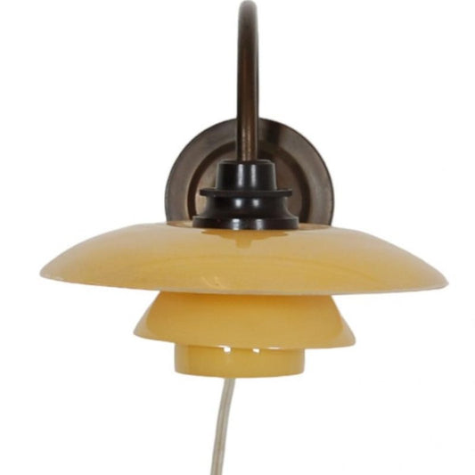 Wall Lamp Ph-1/1 with Yellow Shades by Poul Henningsen, 1930s