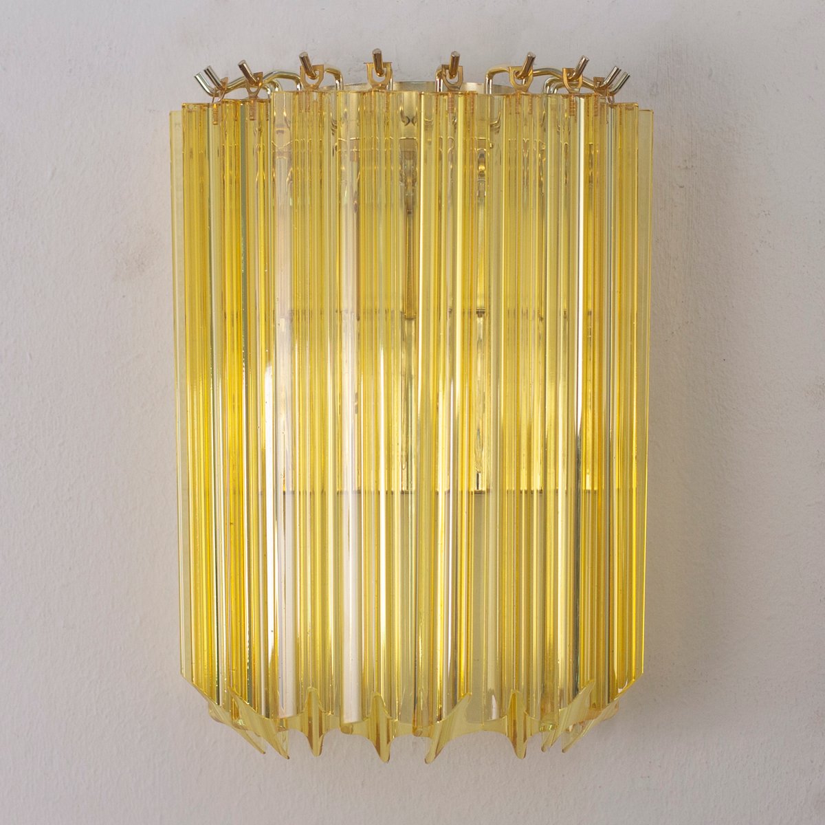 Wall Lamp with Quadrihedral Murano Glass Yellow Color, Italy, 1990s