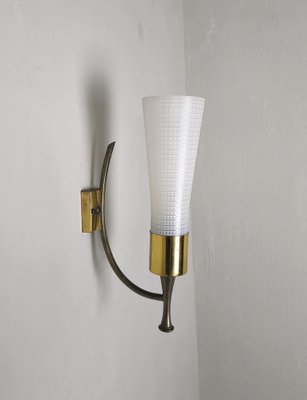 Wall Lamps in Brass and Glass, 1950s, Set of 3-ZST-1761091