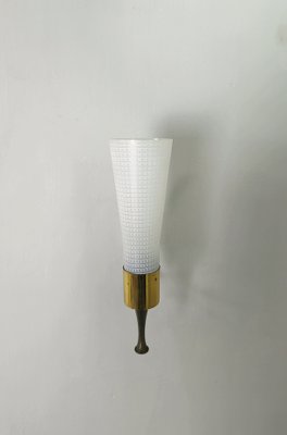 Wall Lamps in Brass and Glass, 1950s, Set of 3-ZST-1761091