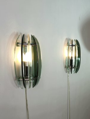 Wall Lamps in Brass, Glass and Metal from Veca, Italy, 1970s, Set of 2-ZST-1758356