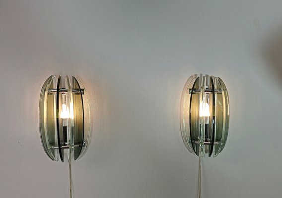 Wall Lamps in Brass, Glass and Metal from Veca, Italy, 1970s, Set of 2-ZST-1758356