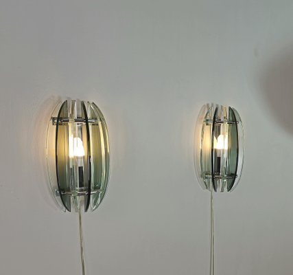 Wall Lamps in Brass, Glass and Metal from Veca, Italy, 1970s, Set of 2-ZST-1758356