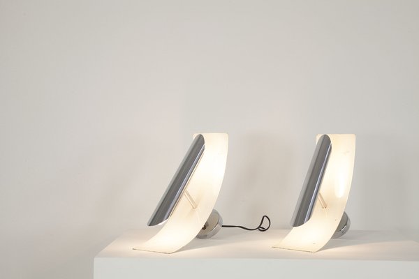 Wall Lamps in White Painted Aluminum and Chrome, Italy, 1970s, Set of 5-AA-1764456