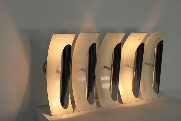 Wall Lamps in White Painted Aluminum and Chrome, Italy, 1970s, Set of 5-AA-1764456