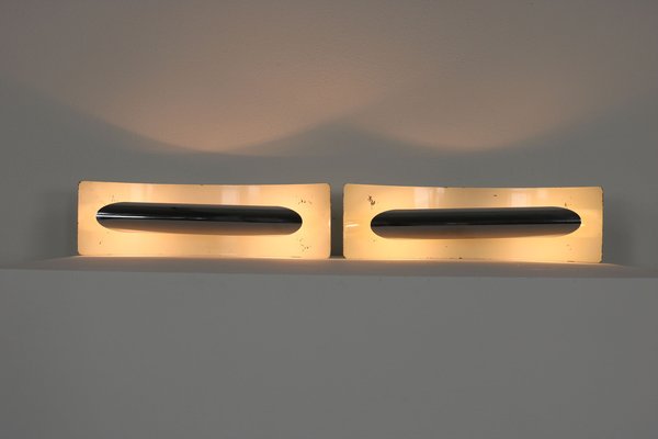 Wall Lamps in White Painted Aluminum and Chrome, Italy, 1970s, Set of 5-AA-1764456