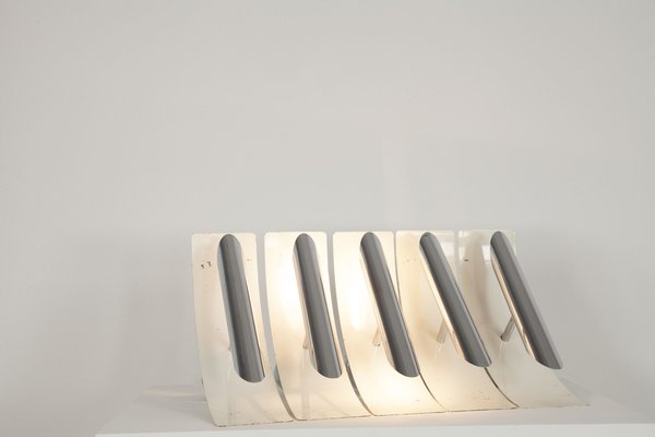 Wall Lamps in White Painted Aluminum and Chrome, Italy, 1970s, Set of 5-AA-1764456