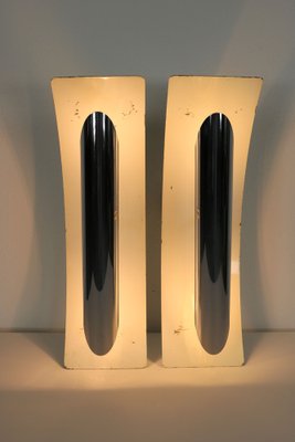 Wall Lamps in White Painted Aluminum and Chrome, Italy, 1970s, Set of 5-AA-1764456