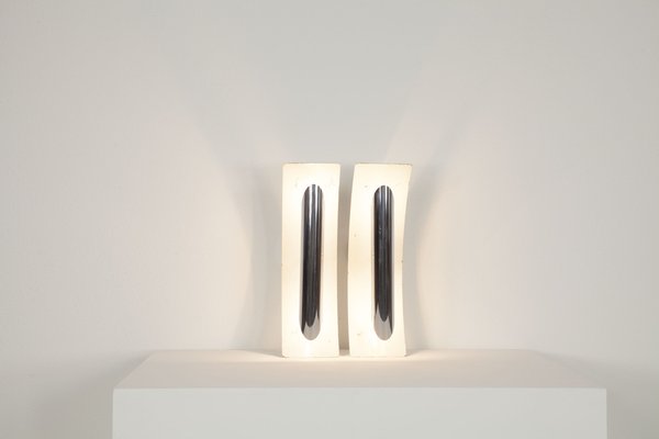 Wall Lamps in White Painted Aluminum and Chrome, Italy, 1970s, Set of 5-AA-1764456