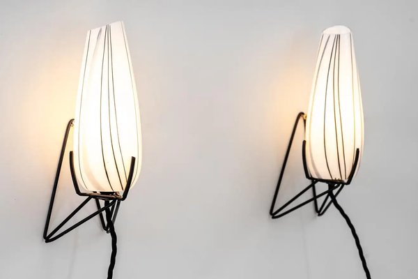 Wall Lamps with Original Glass Shades, Vienna, 1960s, Set of 2-SPD-1326281