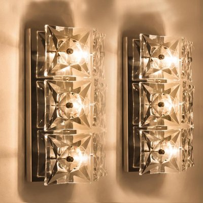 Wall Light Fixtures in Nickel Crystal Glass from Kinkeldey, 1970, Set of 2-VDW-2016923