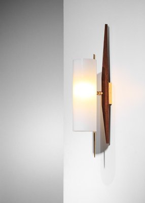 Wall Light in Acrylic Glass, Teak and Brass Tube from Arlus, 1960s-YU-1800674