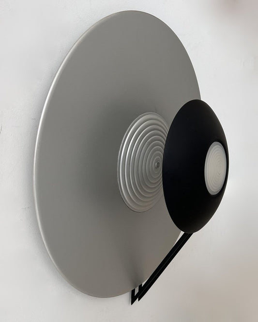 Wall Light in Aluminum and Sandblasted Glass, Italy, 1980s