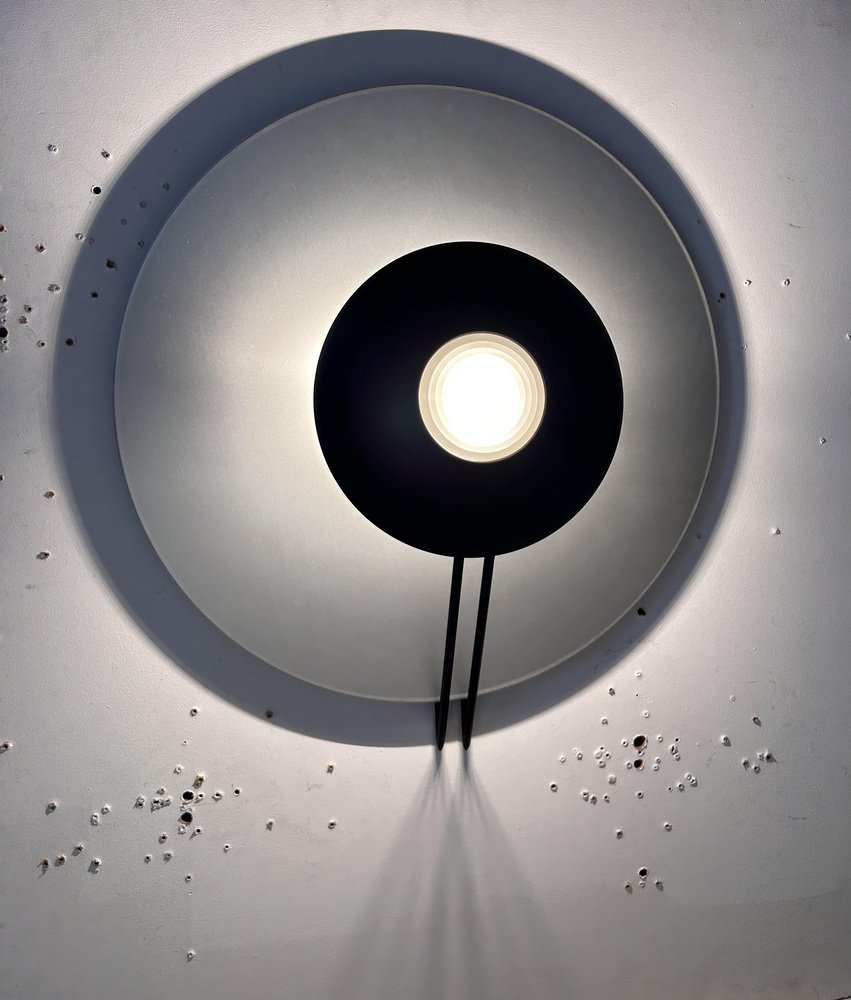 Wall Light in Aluminum and Sandblasted Glass, Italy, 1980s