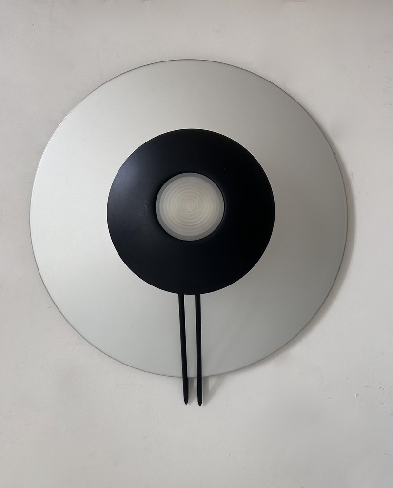 Wall Light in Aluminum and Sandblasted Glass, Italy, 1980s