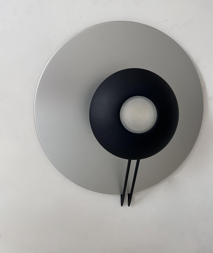 Wall Light in Aluminum and Sandblasted Glass, Italy, 1980s