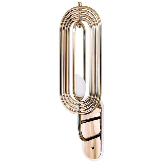 Wall Light In Brass and Aluminium With White Lacquered Shade